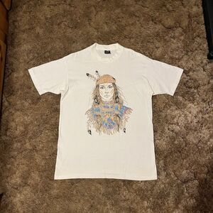 Vintage 90s Diamond Dust Native American Rare Art T-Shirt XLarge White